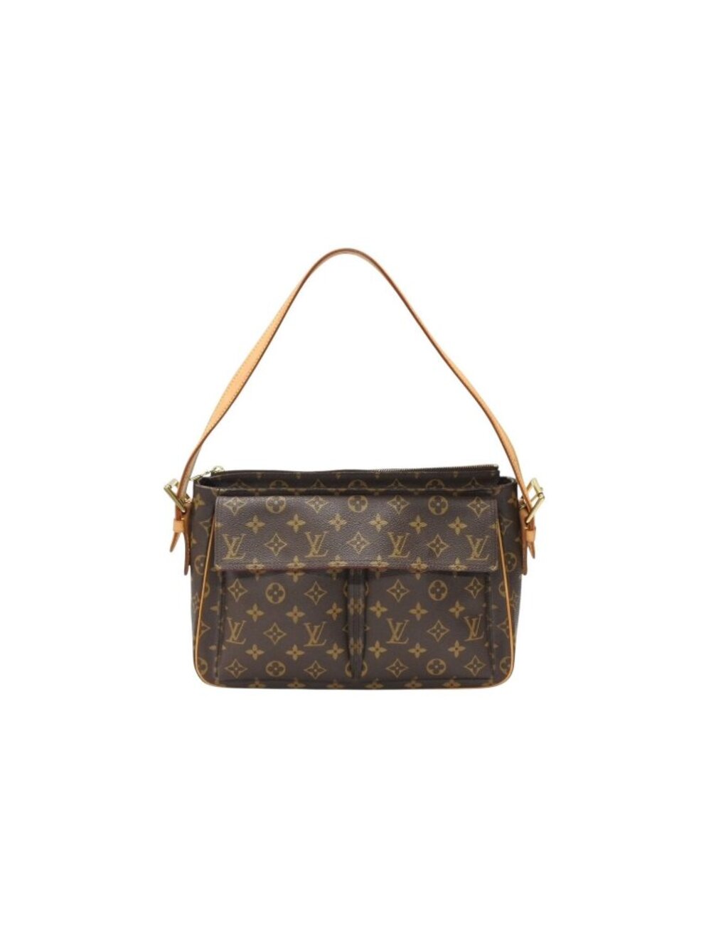 Louis Vuitton Viva-Cite GM Shoulder Bag Brown Vachetta Leather Gold
